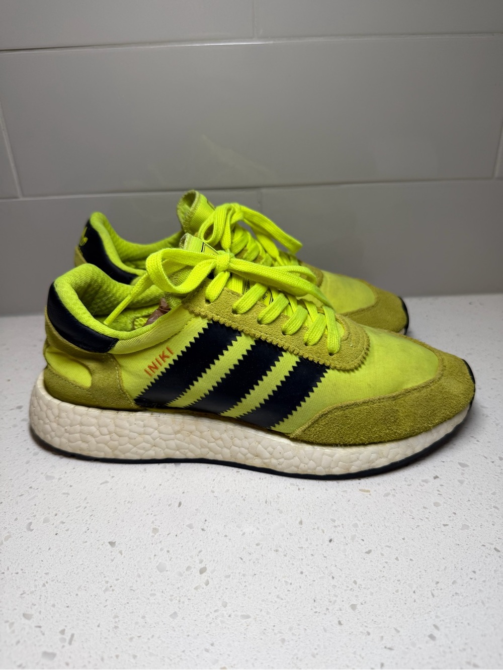 Adidas Iniki Runner sneakers solar yellow black shoes men’s size 7.5